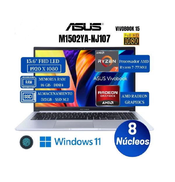 ASUS M1502YA AMD Ryzen 7 7730U 2.0/4.5GHz, 16GB DDR4 15.6" FHD LED Backlit,