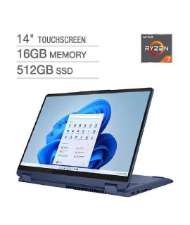 (C) LENOVO FLEX 5 Ryzen 7-7730U 16GB 512GB SSD 14″WUXGA(1920×1200) Touchscreen, 802.11ac+BT, Cam+Mic, Abyss Blue, Win 11