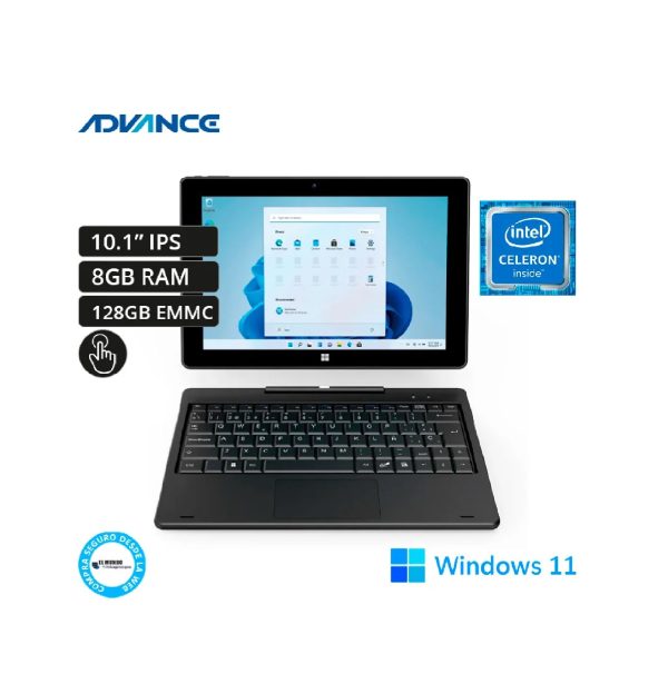 Advance CN4058 2 en 1 Celeron N4020, 8GB RAM, 128GB SSD, 10.1″ Táctil, Windows 11