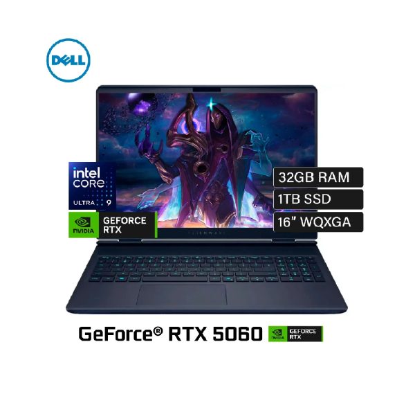 (C) Dell Alienware 16X Core Ultra 9 275HX Ram 32 GB Disco 1 TB SSD Video NVIDIA RTX 5060 8 GB 16″ WQXGA Windows 11
