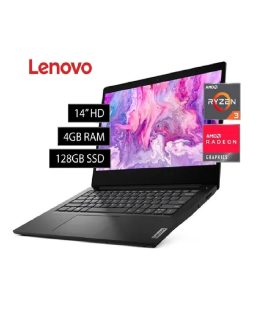 Lenovo IdeaPad 3, Ryzen 3 3250U 2.6GHz, Memoria RAM 4GB, disco solido SSD 128GB M.2 pantalla 14" HD,