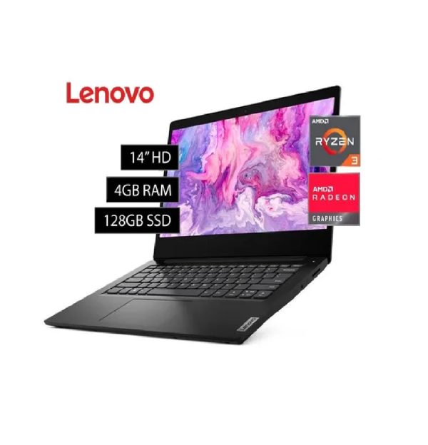 Lenovo IdeaPad 3, Ryzen 3 3250U 2.6GHz, Memoria RAM 4GB, disco solido SSD 128GB M.2 pantalla 14" HD,