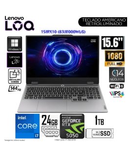(D) Lenovo LOQ 15IRX10 Intel Core i7-13650HX 24GB RAM 1TB SSD RTX 5050-8GB 15.6" FHD - 83JE000WUS