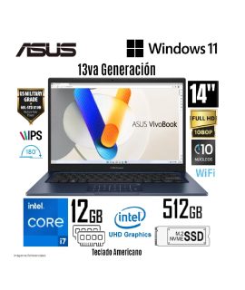 (C) ASUS VIVOBOOK 14 CORE I7-1355U 12GB RAM 512GB SSD 14' FHD QUIET BLUE