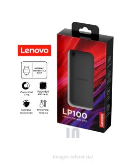 Disco duro sólido externo Lenovo LP100 SSD Portátil, 1TB, USB Tipo-C 3.2 Gen 1