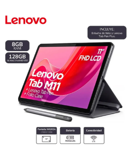 Lenovo Tab M11 11” 4G LTE 8GB 128GB Lapiz y Funda TB330XU