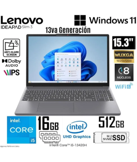 Lenovo Ideapad Slim 3 15IRH10 15.3” WUXGA IPS, Core i5-13420H, Ram 16GB, Ssd 512GB, Win 11