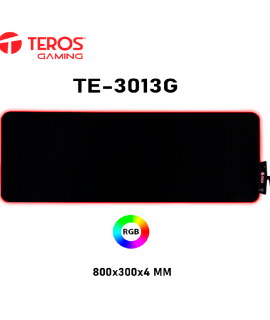 Mouse pad gamer TEROS TE-3013G, RGB, USB a tipo C, negro