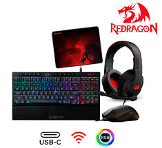 KIT REDRAGON 4 EN 1 S147-SP TECLADO K515 + MOUSE M724 + AURICULAR H211 + PAD MOUSE P016