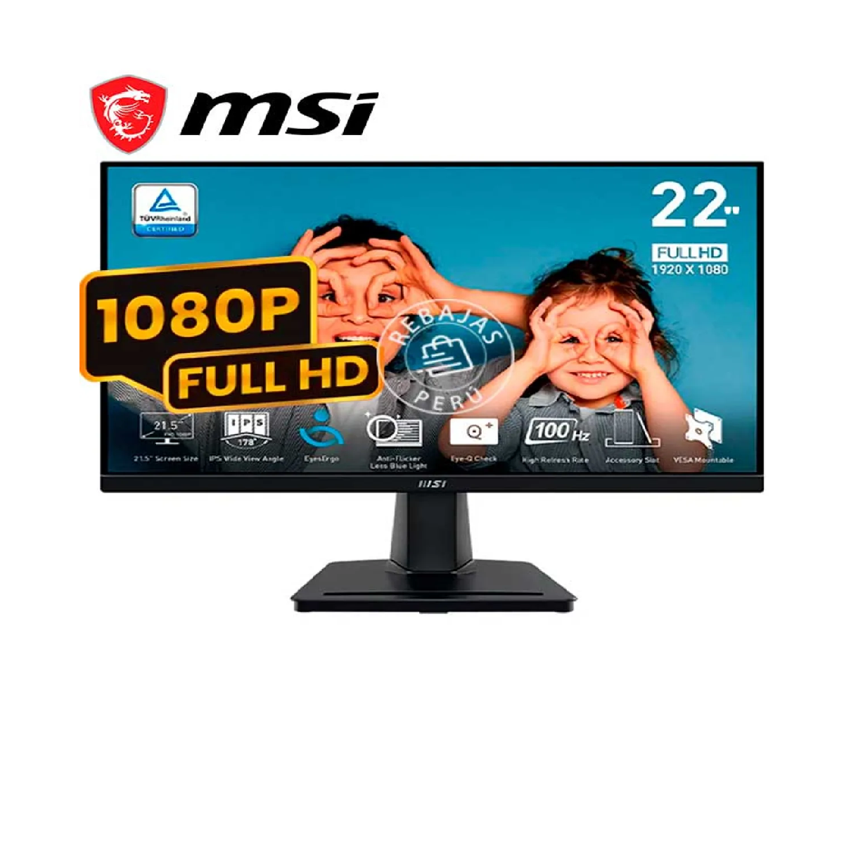 MSI PRO MP225 22” IPS 100 Hz FHD Negro – 1ms, HDMI