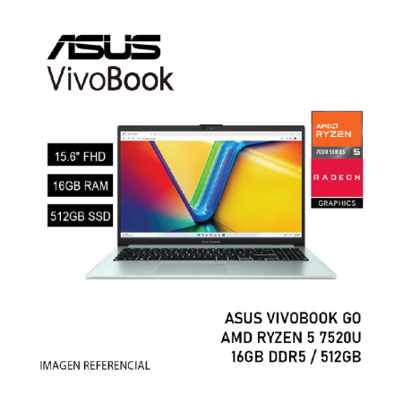 ASUS VIVOBOOK GO AMD RYZEN 5 7520U 16GB 512GB NVME