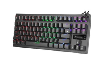 XTRIKE TECLADO MECANICO RAINBOW GK979 (Teclado Gaming cableado, tipo  Mecánico (Switch Blue), 87 teclas (Formato TKL), iluminación Rainbow de 5 colores, vida útil ≥ 50 millones de pulsaciones, fuerza de operación 60 ± 5 g, cable 1.5m, conexión USB 2.0)
