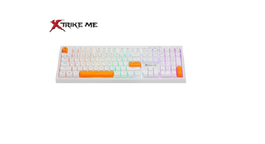 TECLADO CON CABLE XTRIKE ME MOD. KB512 WH (Teclado Membrana, sensación mecánica, switches silenciosos, iluminación Rainbow, teclas multimedia, vida útil 10 millones de clics, conexión USB
