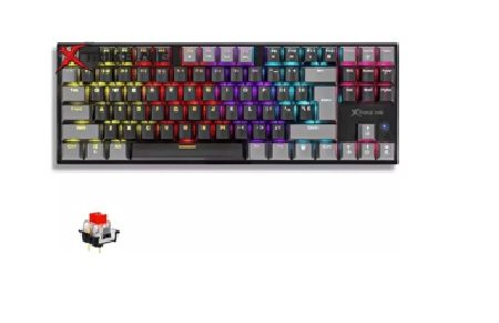 TECLADO CON CABLE XTRIKE ME MOD GK989 B (Teclado Gaming cableado, tipo  Mecánico (Switch Red), 87 teclas (Formato TKL), iluminación Rainbow (12 efectos), vida útil 50 millones de pulsaciones, Antighosting (25 teclas), cable 1.6m, conexión USB 2.0)