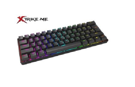 TECLADO MEC XTRIKE GK-985 (Teclado  Gaming cableado, tipo Mecánico (Switch  Blue), 61 teclas (Formato 60%), iluminación Rainbow, vida útil 50 millones de pulsaciones, fuerza de operación 60 ± 10 g, cable 1.5m, conexión USB 2.0)