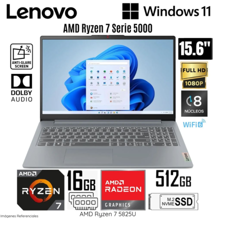 Laptop Lenovo NB IP Slim 3 15ABR8 R7-7730U 15.6" 16GB RAM 512GB SSD W11 Arctic Grey